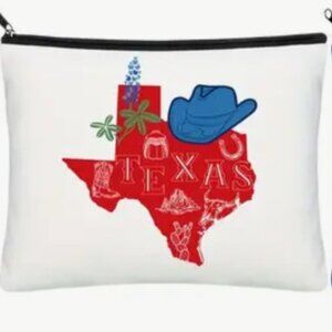 TEXAS COWBOY THEMED COSMETIC ZIPPER POUCH BAG